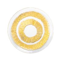 plato plano dorado en vidrio 28x28x25cm - sol - lote de 6