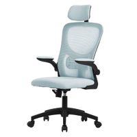 silla de oficina color azul ergonomico de rejilla regulable giratoria