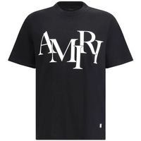 amiri camiseta staggered logo tee black para hombre