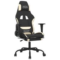 silla gaming con reposapies tela crema y negro vidaxl