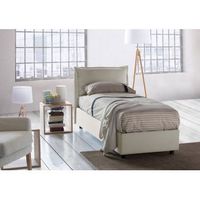 talamo italia cama individual con contenedor veronica made in italy cabecero y funda de tela apertura lateral con colchon de 80x190 cm incluido beige