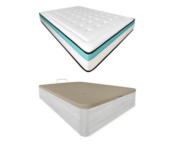 Pack colchón viscoelástico bio max + canapé madera abatible 90x190 con montaje, color polar