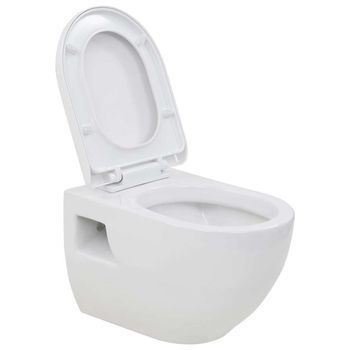 Inodoro De Montaje En Pared De Cerámica Blanco Vidaxl