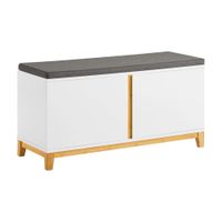 banco de almacenamiento con cojin acolchado de asiento madera blanco