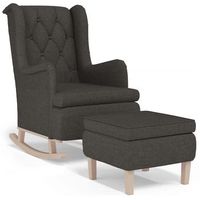 sillon de diseno moderno con patas mecedoras y reposapies en tela gris oscuro dec026829