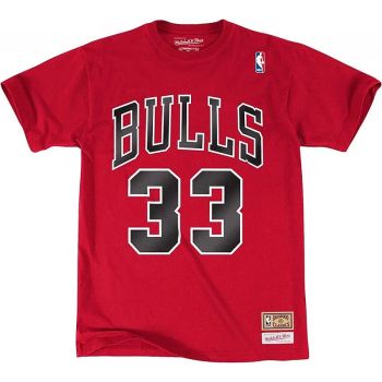 Camiseta Scottie Pippen Name and Number Mitchell & Ness Chicago Bulls roja