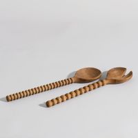 cubiertos para ensalada de madera de acacia