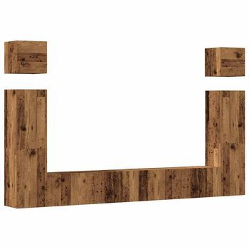 Conjunto De Mueble De Tv 6 Uds | Mueble De Salón | Gabinete De Tv Montado La Pared Madera Vieja
