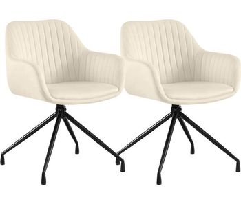 Set de 2 sillas de comedor welby terciopelo crema 58x58x81 cm