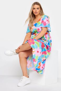 Limited Collection Vestido Flores De Colores Lazo En La Espalda, Mujer Curvy Y Tallas Grandes, Yours