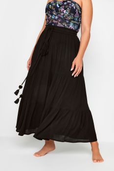 Yours Falda Larga Playera Negra, Mujer Curvy Y Tallas Grandes, Yours