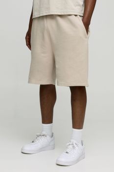 Pantalón Corto Oversize Básico Con Caída En La Entrepierna Y Largo Medio, Beige