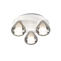 lila - lampara de techo redonda d40cm fabas luce - aplique de pared con 3 bombillas led e27 max 40w - ahumado