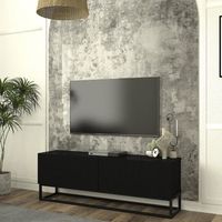 mueble de tv verpsboga con 2 puertas base larga 135x32x47 cm - negro encasa