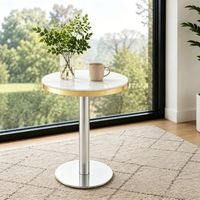 mesa auxiliar redonda - mueble para salon - mdf y metal - blanco y dorado 60x60x74cm