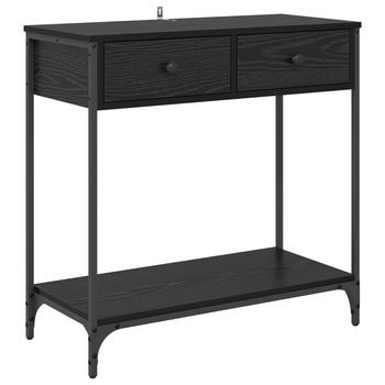 Mesa Consola Roble Negro 75 X 34,5 X 75 Cm Madera De Ingeniería Vidaxl