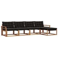 conjunto de sofas de exterior con cojin 5 piezas  mueble de jardin natural y negro