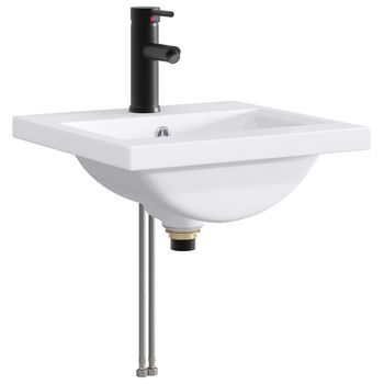 Lavabo De Baño Con Grifo Y Desagüe Negro Mate 42 X 40 X 16,5 Cm Vidaxl