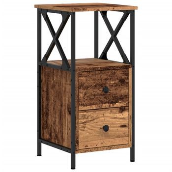 Mesita De Noche Madera Ingeniería Envejecida 34x35,5x70 Cm Vidaxl