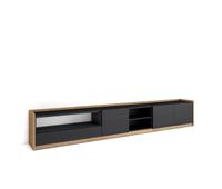 mueble tv television muebles de salon almacenaje 310x37x50 cm para tv hasta 80 con almacenamiento estilo moderno negro y roble