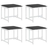 taburetes de jardin  otomana de jardin  reposapies de jardin con cojines 4 uds acero y textilene blanco