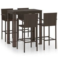 muebles de bar de jardin 5 piezas  mobiliario de jardin ratan pe reposabrazos marron