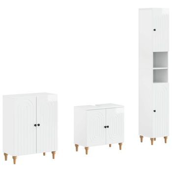 Juego De Armarios De Baño De 3 Piezas Alkmaar Blanco Brillante Vidaxl