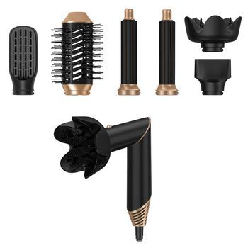 Secador De Pelo Plegable 5 En 1 Con Tecnología Iónica, 1000 W De Potencia Y 3 Niveles De Temperatura Ajustable. 6x6x30 Cm. Color: Negro