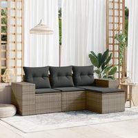 conjunto de sofas de jardin 4 uds  mueble jardin mesa y sillas y cojines ratan sintetico gris cfw711742