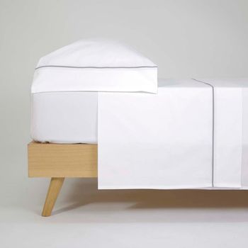 Juego De Sábanas Algodón Percal 200 Hilos  Con Vivo Blanco Cama De 180cm