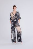 mono estampado con escote cruzado multicolor patchwork s