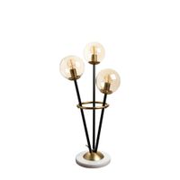 lampara de mesa en metal negro y dorado