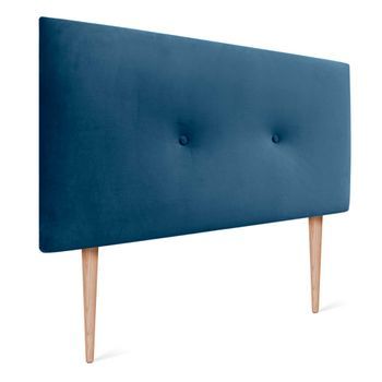 Dhome Cabecero De Terciopelo Liso Con Botones 110x115 Con Patas Camas 105 - Azul