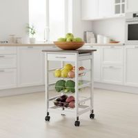 carrito auxiliar con ruedas 3 estantes con cajon verdulero de cocina en madera blanca verdulero compacto