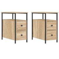 pack 2 uds mesitas noche  mesa auxiliar  mesilla madera ingenieria roble sonoma 30x60x60 cm