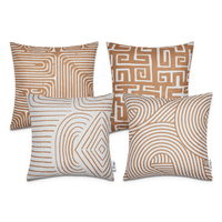 funda de cojin chino blanco-ocre 45x45 cm 4 piezas
