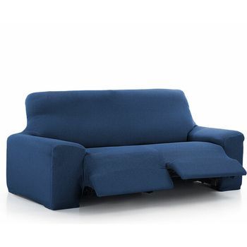 Funda De Sofá Relax Elástica Vega Para Sofá De 3 Plazas Con 2 Reposapiés Azul