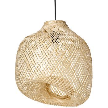 Lámpara Colgante Moderna Pantalla De Bambú De Forma Irregular Estilo Boho Tejida Sala De Estar Comedor Iluminación Natural Gurabo