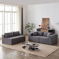 sofa modular en l de 4 piezas 104 pulgadas tapizado de pana gris