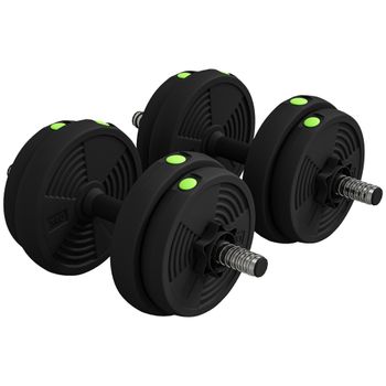 SPORTNOW Juego de Mancuernas Ajustables 15 kg 2 en 1 con Barras Conexión y Mangos Antideslizantes para Gimnasio en Casa Negro   Aosom España