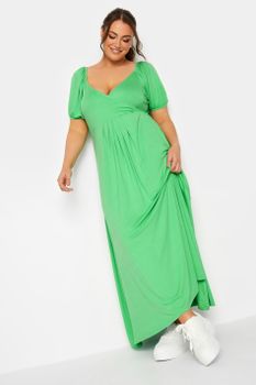 Limited Collection Vestido Largo Verde Con Escote Cruzado, Mujer Curvy Y Tallas Grandes, Limited Collection