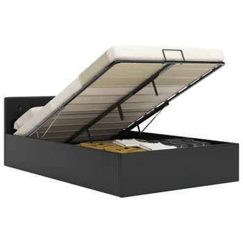 Cama Canapé Hidráulica Cuero Sintético Negra 140x200 Cm Vidaxl