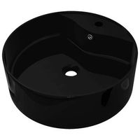 lavabo de ceramica con agujero para grifodesague negro redondo