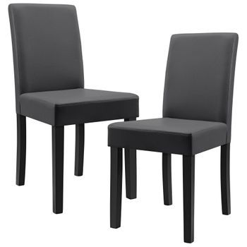 Conjunto De 2 Sillas De Comedor Hamburg 89x43x54 Cm Cuero Sintético - Gris Oscuro [en.casa]