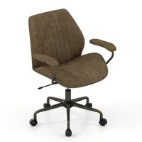 costway silla de oficina con altura regulable y reposabrazos acolchados y ruedas base de 5 rayos capacidad de carga 150 kg 68 x 66 x 85-92 cm oliva