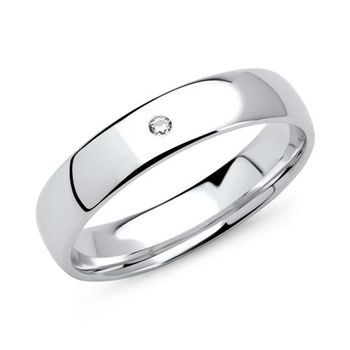 Anillo grabable para mujer en oro blanco 14 quilates con diamante
