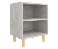 vidaxl mesita de noche patas madera maciza gris hormigon 40x30x50 cm
