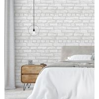 papel pintado vinilico ecologico de ladrillos blancos textura piedra - dallas 679631 de gaulan - rollo de 10 m x 053 m