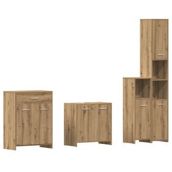 Juego De Muebles Baño 4 Piezas Madera Ingeniería Roble Artisan
