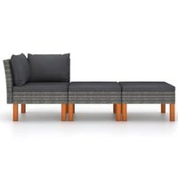 conjunto muebles de jardin 3 uds  mesa y sillas ratan sintetico madera eucalipto